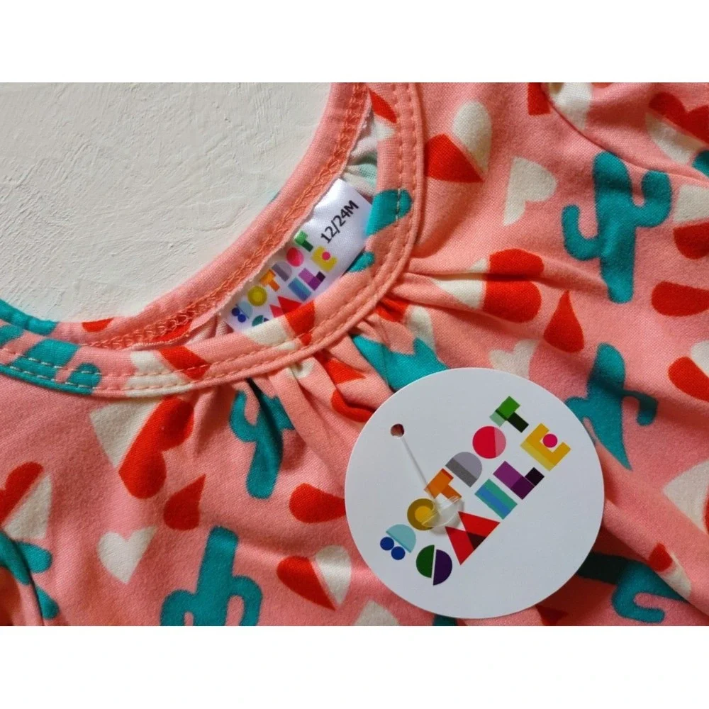 Dot Smile Baby Girl 12 18 24 Mos Cactus Love Peach Orange Swing Dress Hearts NWT